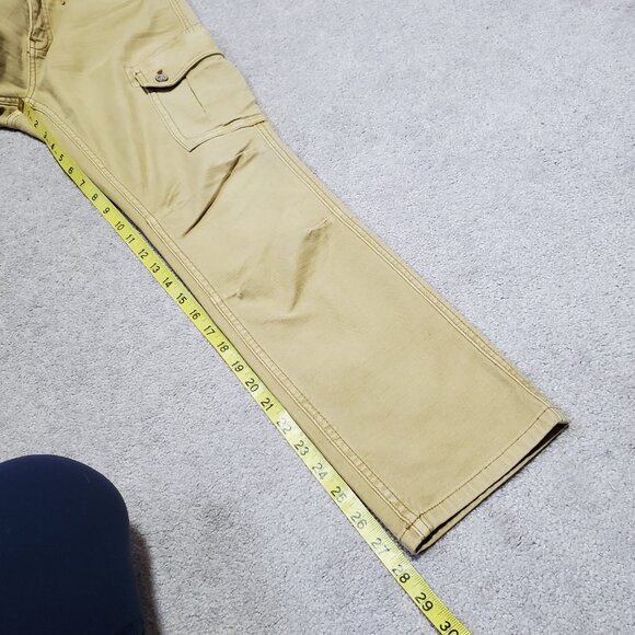 ANTHROPOLOGIE Pilcro Low-Rise Slim Cargo Pants 28" Utility Tan Yellow Women's 27 - Picture 15 of 16